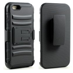 Apple iPhone 6 4.7 TPE Armor Shell Holster Combo Belt Clip (Black)